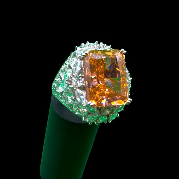 Large Morganite 925 Sterling Silver Cocktail Ring Size 7 - Picture 11 of 12